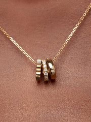 Solid Yellow Gold - Diamond Zeno Charm Necklace