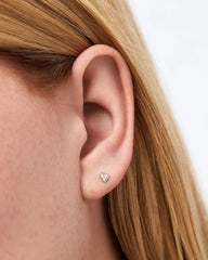 Solid Yellow Gold - Diamond Heart Flatback Studs