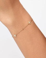 Solid Yellow Gold - Mini Flower Station Bracelet
