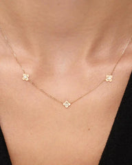 Solid Yellow Gold - Mini Flower Station Necklace
