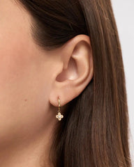 Solid Yellow Gold - Mini Flower Drop Earrings