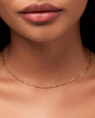 Solid Yellow Gold - Medium Paperclip Necklace