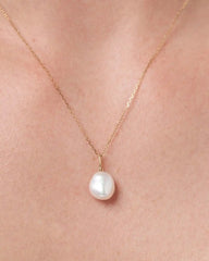 Solid Yellow Gold - Organic Pearl Charm