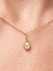 Solid Yellow Gold - Oyster Charm Necklace