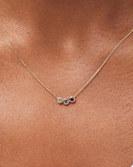 Solid Yellow Gold - 3 Stone Birthstone Necklace