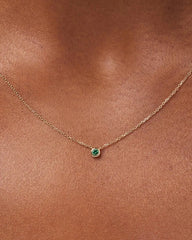 Solid Yellow Gold - Solo Birthstone Necklace