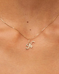 Solid Yellow Gold - Script Letter Necklace