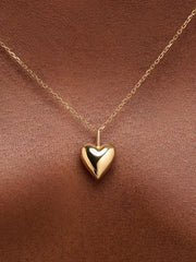 Solid Yellow Gold - Medium Heart Charm Necklace