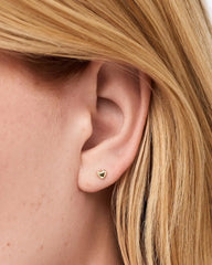 Solid Yellow Gold - Heart Flatback Single Stud