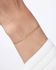 Solid Yellow Gold - Mini Curb Chain Bracelet
