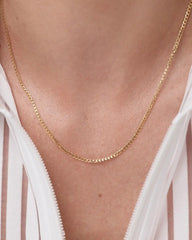 Solid Yellow Gold - Mini Curb Chain Necklace