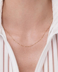 Solid Yellow Gold - Sparkle Link Chain Necklace