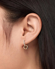 Solid Yellow Gold - Diamond Links Hoop Earrings