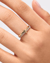 Solid Yellow Gold - Duo Diamond Link Ring