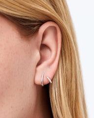 Solid White Gold - Diamond Aurora Huggie Studs