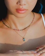 Solid Yellow Gold - Light Pink Sapphire Spritz Necklace