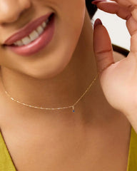 Solid Yellow Gold - Sapphire Mini Birthstone Charm