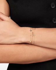 Solid Yellow Gold - Mini Flower Station Bracelet