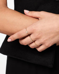 Solid Yellow Gold - Mini Diamond Flower Ring
