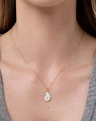 Solid Yellow Gold - Mother of Pearl Shell Necklace