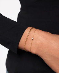 Solid Yellow Gold - Medium Paperclip Bracelet