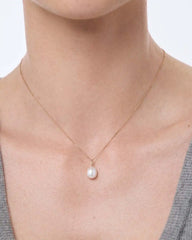 Solid Yellow Gold - Organic Pearl Necklace