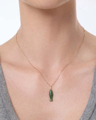 Solid Yellow Gold - Gemstone Fish Necklace