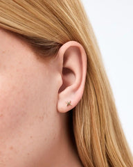 Solid Yellow Gold - X Flatback Single Stud
