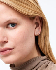 Solid White Gold - Diamond Aurora Huggie Studs