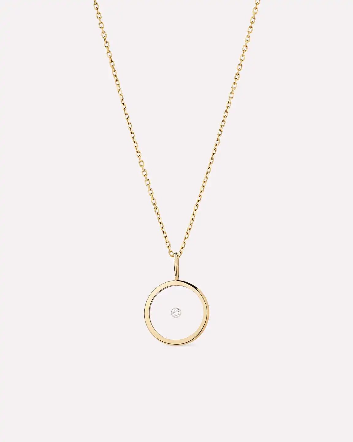 Gold Pendant Necklace - Gold Floating Diamond Large Necklace