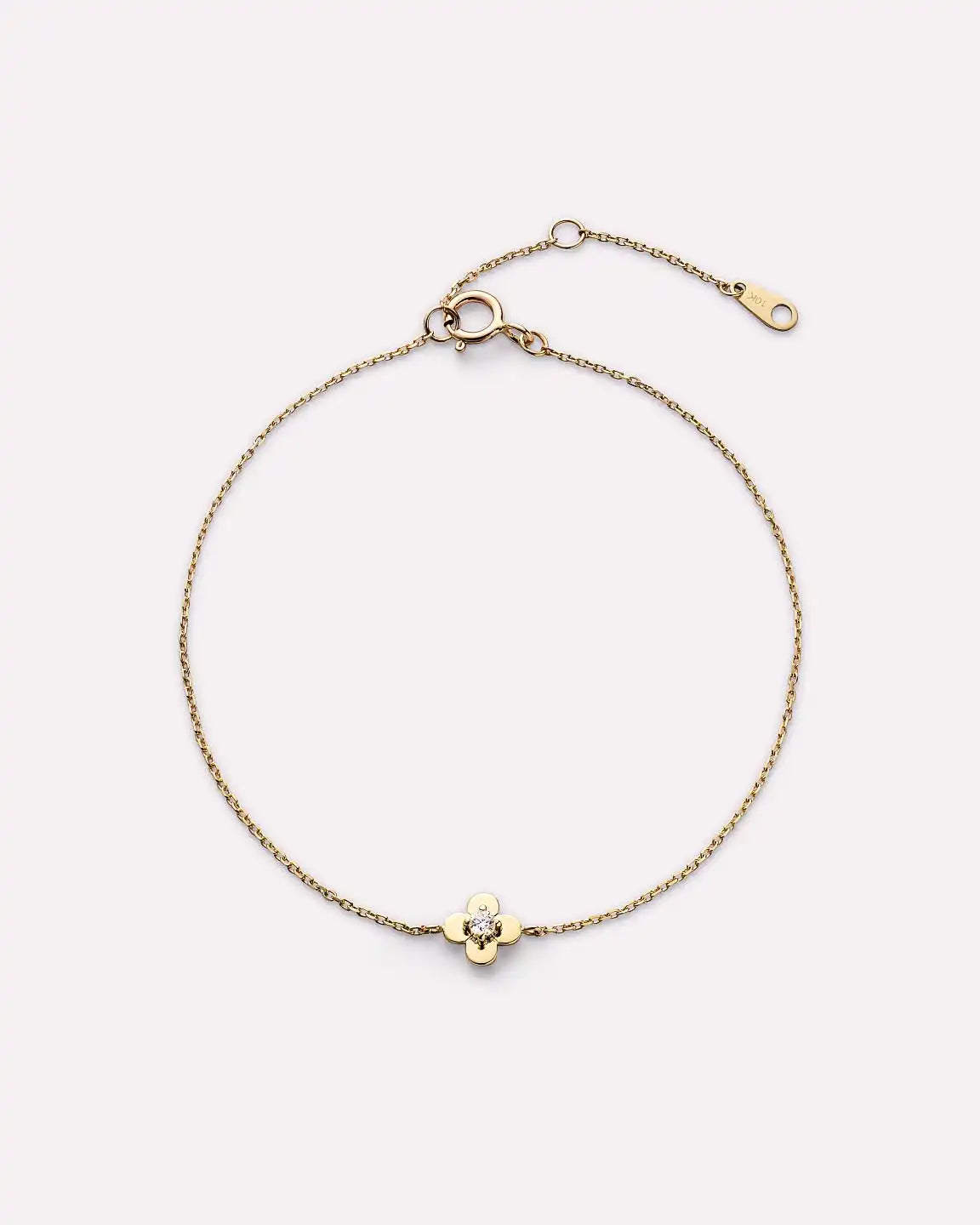 Solid Yellow Gold - Diamond Mini Flower Bracelet