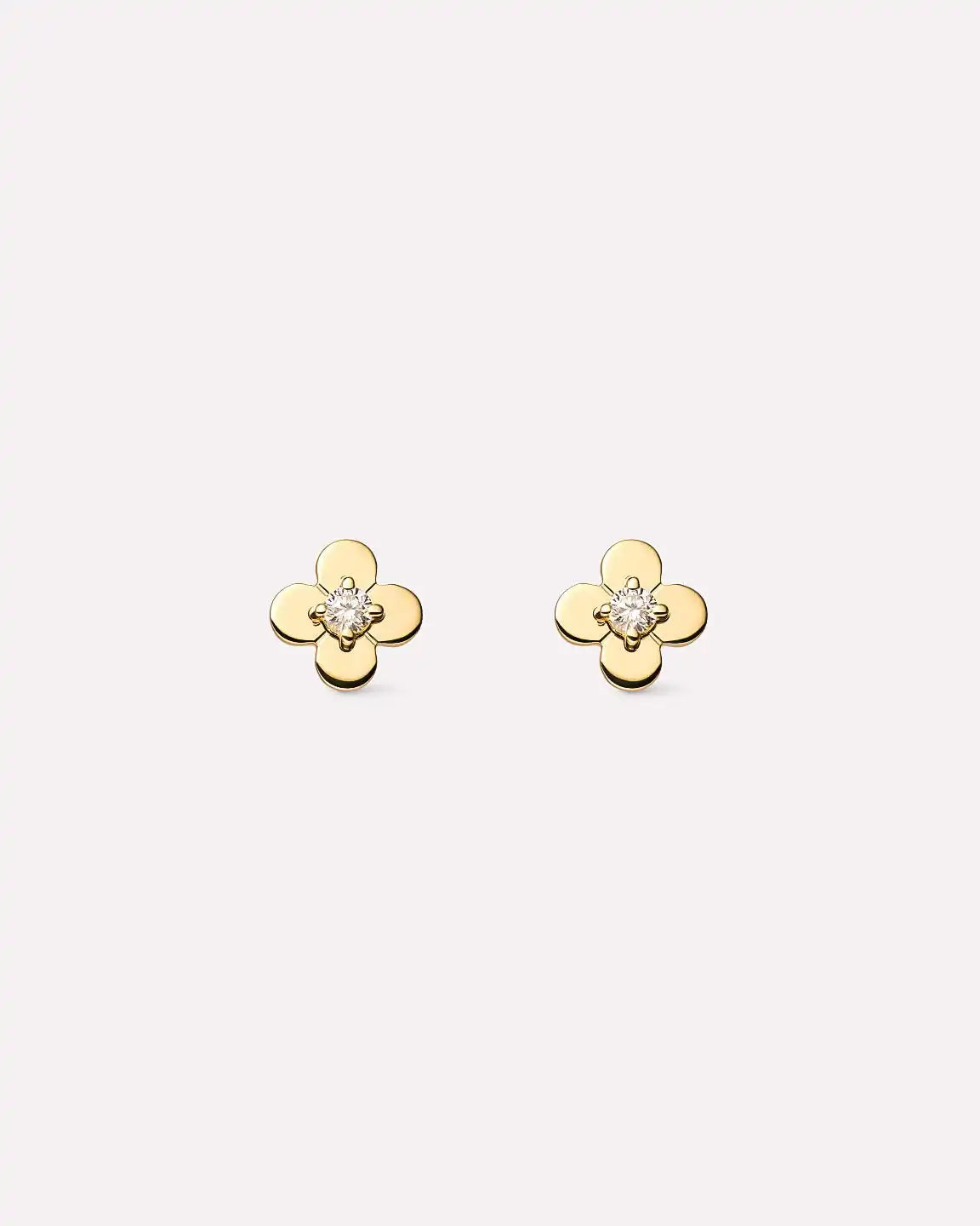Solid Yellow Gold - Diamond Mini Flower Studs