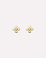 Solid Yellow Gold - Diamond Mini Flower Studs