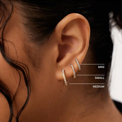 Gold Huggie Hoop Earrings - Pave Huggie Hoops