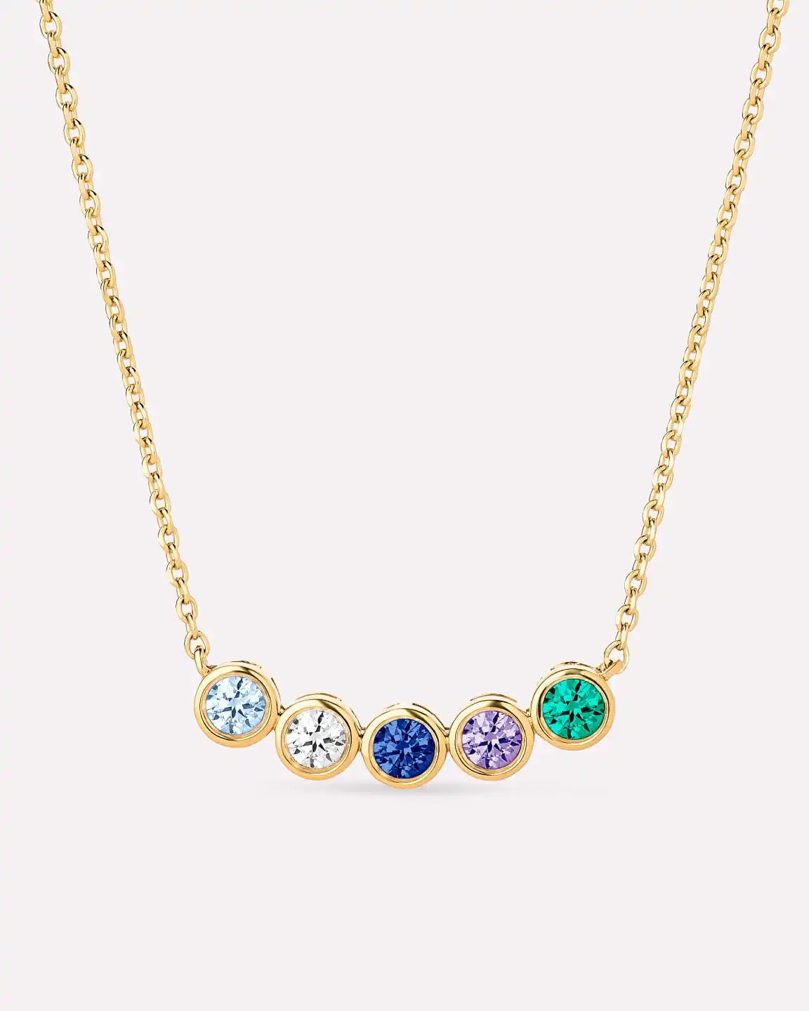 Birthstone Necklace - 5 Stone Birthstone Necklace