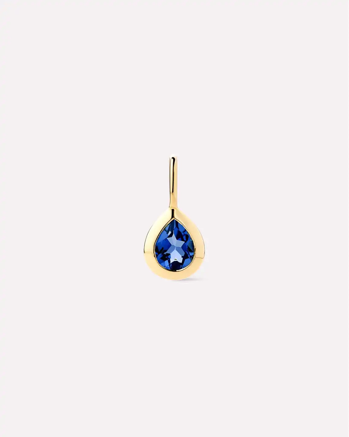 Solid Yellow Gold Birthstone - Light Blue Sapphire Teardrop Charm