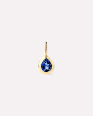 Solid Yellow Gold Birthstone - Light Blue Sapphire Teardrop Charm