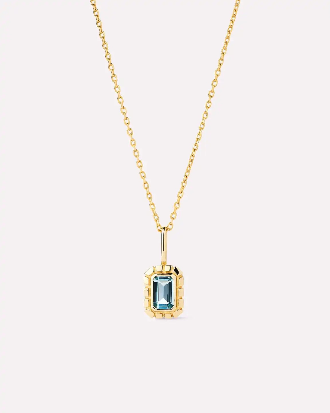 Solid Yellow Gold - Blue Topaz Heirloom Necklace