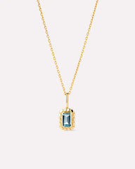 Solid Yellow Gold - Blue Topaz Heirloom Necklace