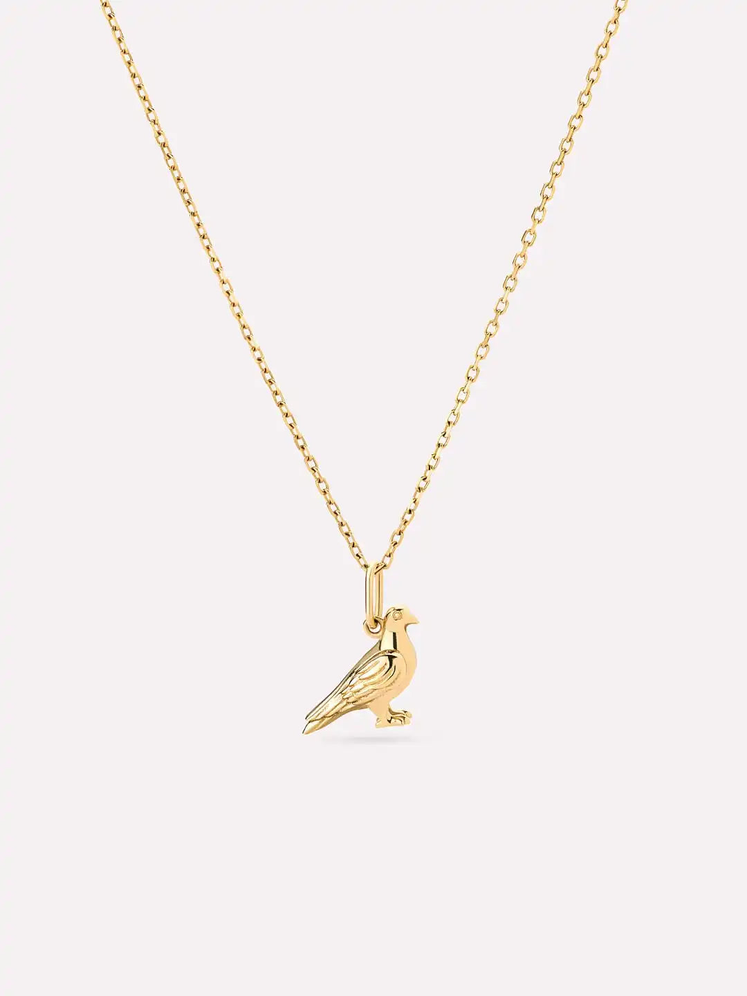 Solid Yellow Gold - Pigeon Charm Necklace