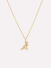 Solid Yellow Gold - Pigeon Charm Necklace