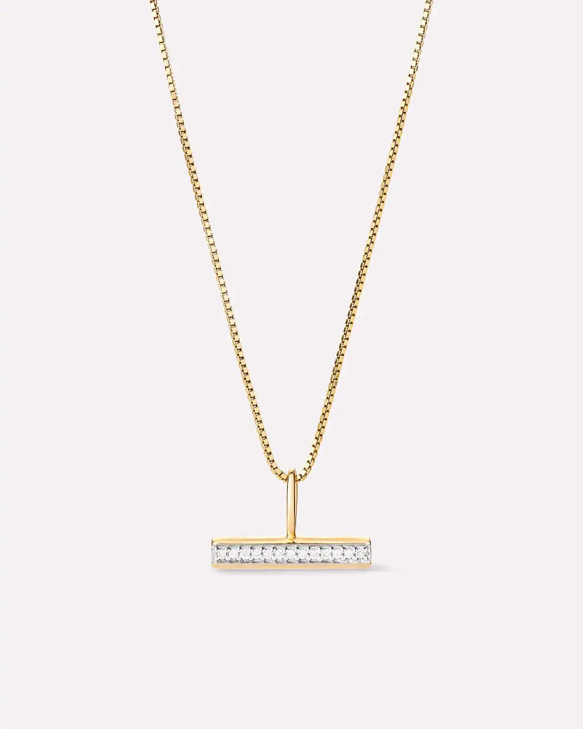 Solid Yellow Gold - Diamond Toggle Charm Necklace