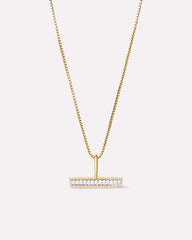 Solid Yellow Gold - Diamond Toggle Charm Necklace