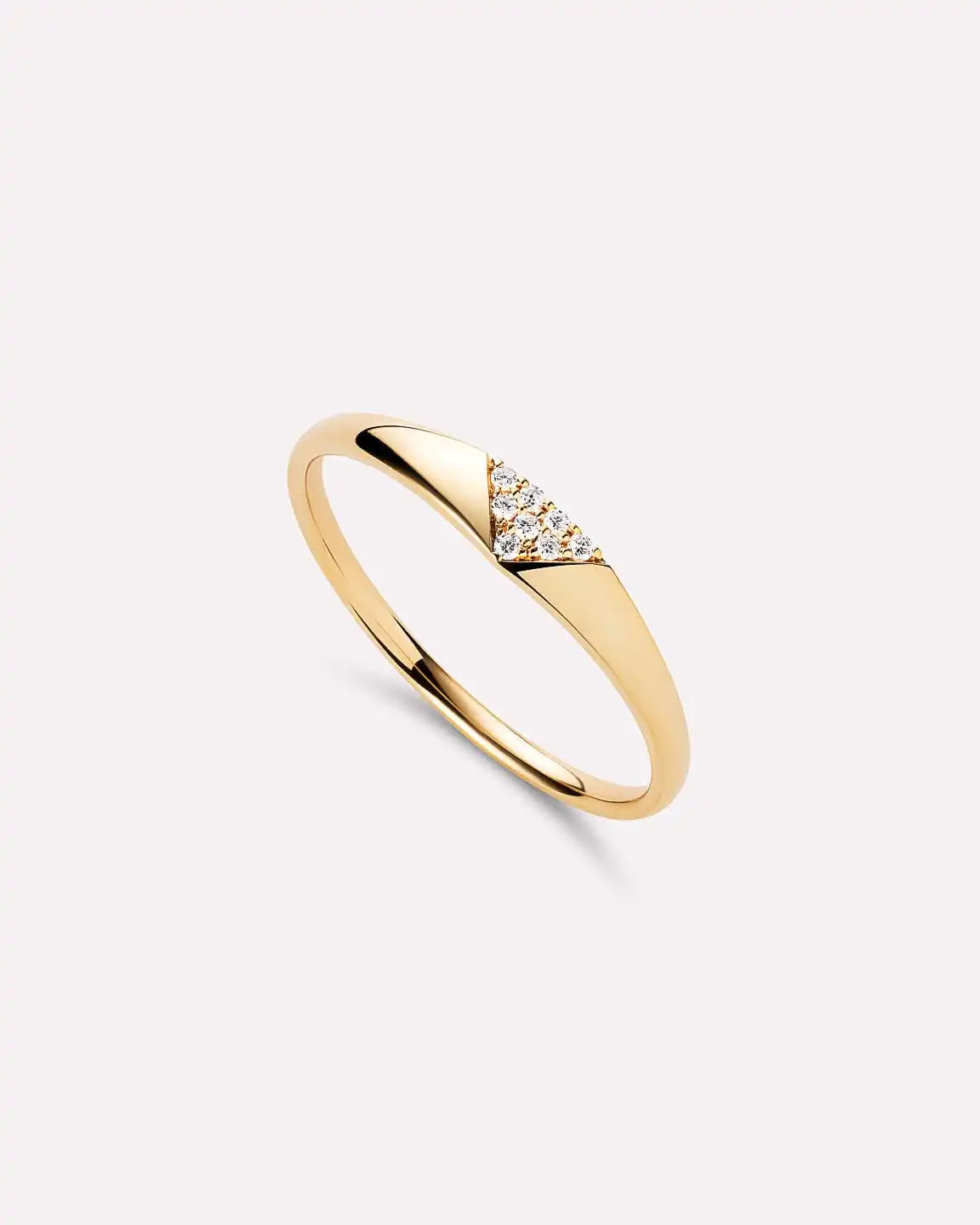Solid Yellow Gold - Trillion Diamond Signet Ring