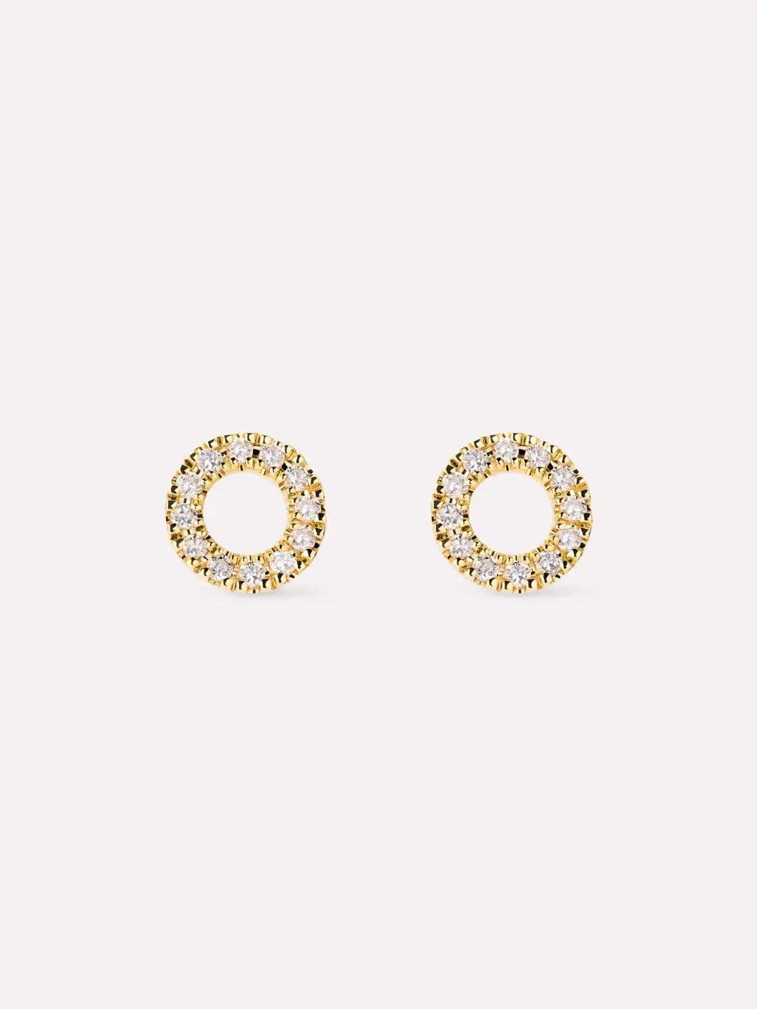 Solid Yellow Gold - Diamond Circle Studs
