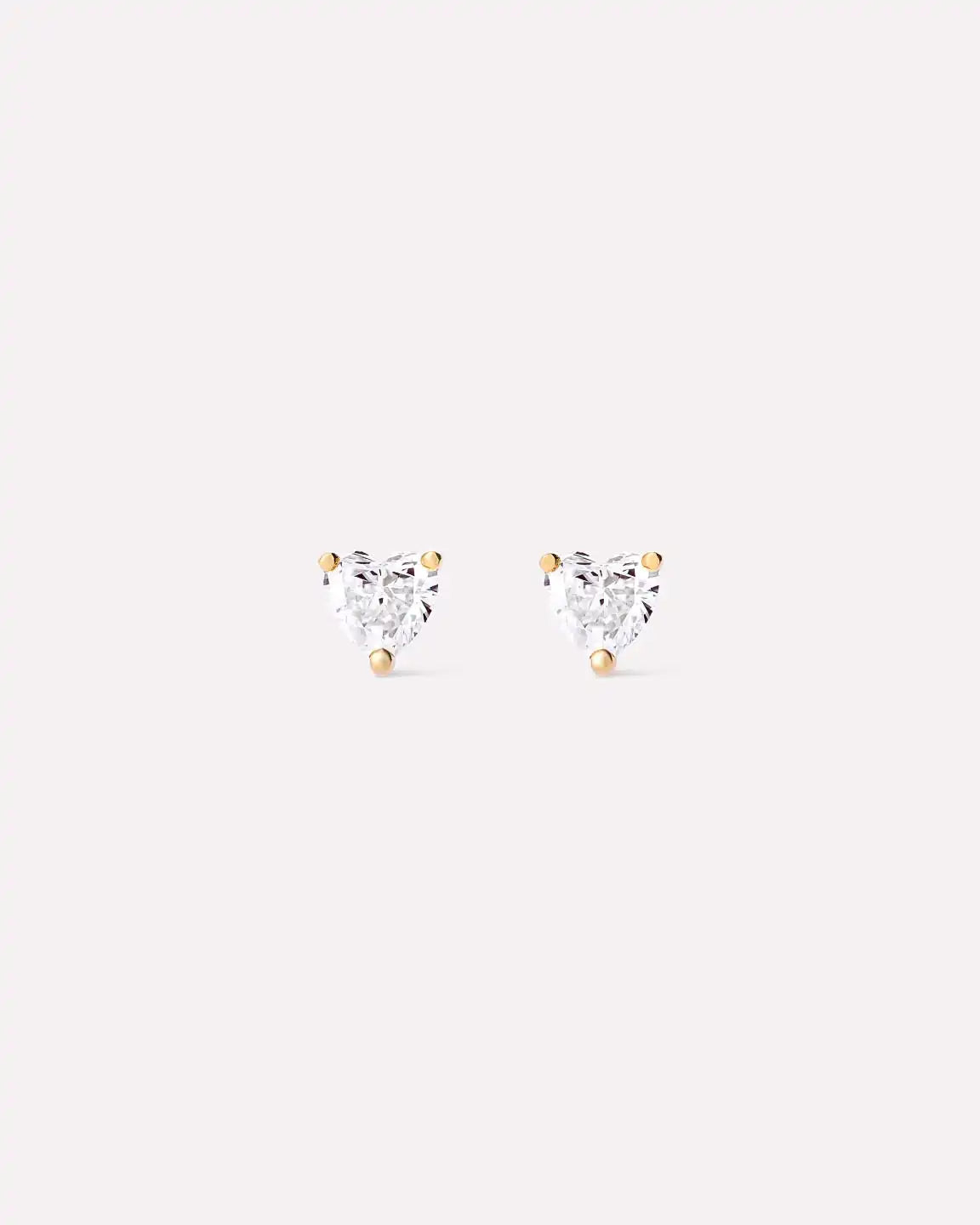 Solid Yellow Gold - Diamond Heart Studs