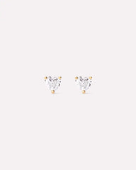 Solid Yellow Gold - Diamond Heart Studs