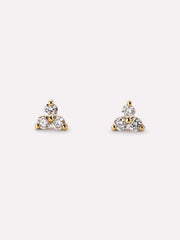 Gold Stud Earrings - Diamond Trefoil Studs