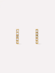 Gold Stud Earrings - Pave Diamond Bar Studs