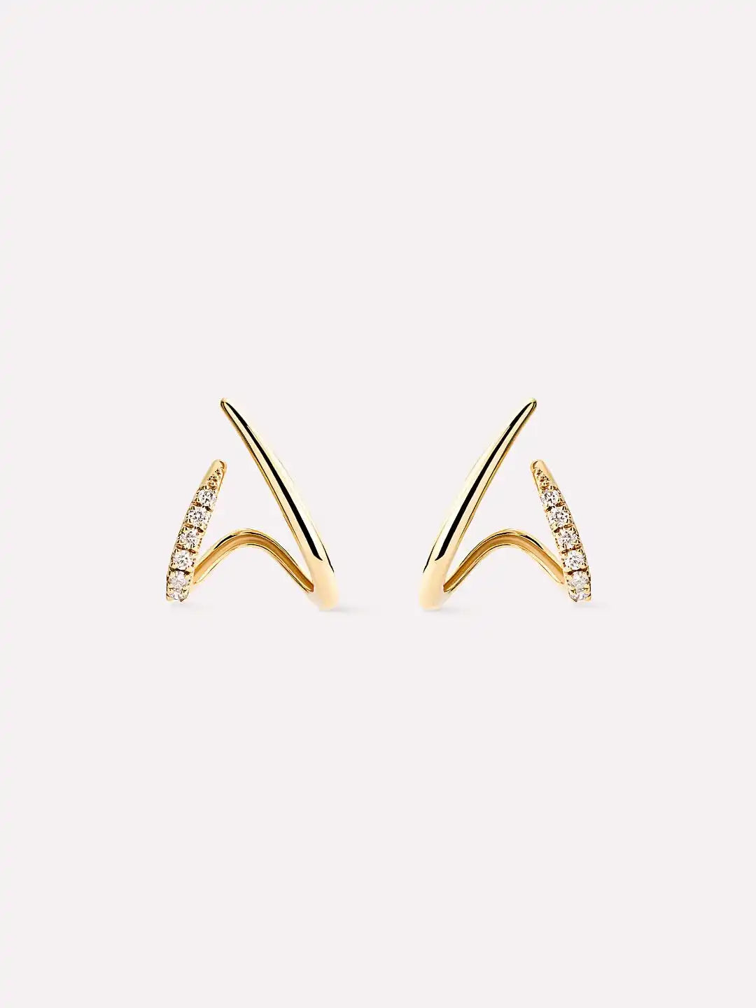 Solid Yellow Gold - Diamond Aurora Huggie Studs